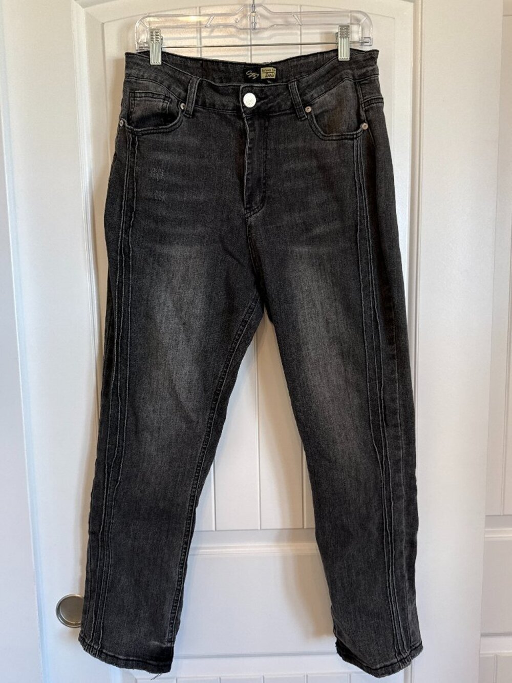 Suzanne Betro washed black high-rise jeans